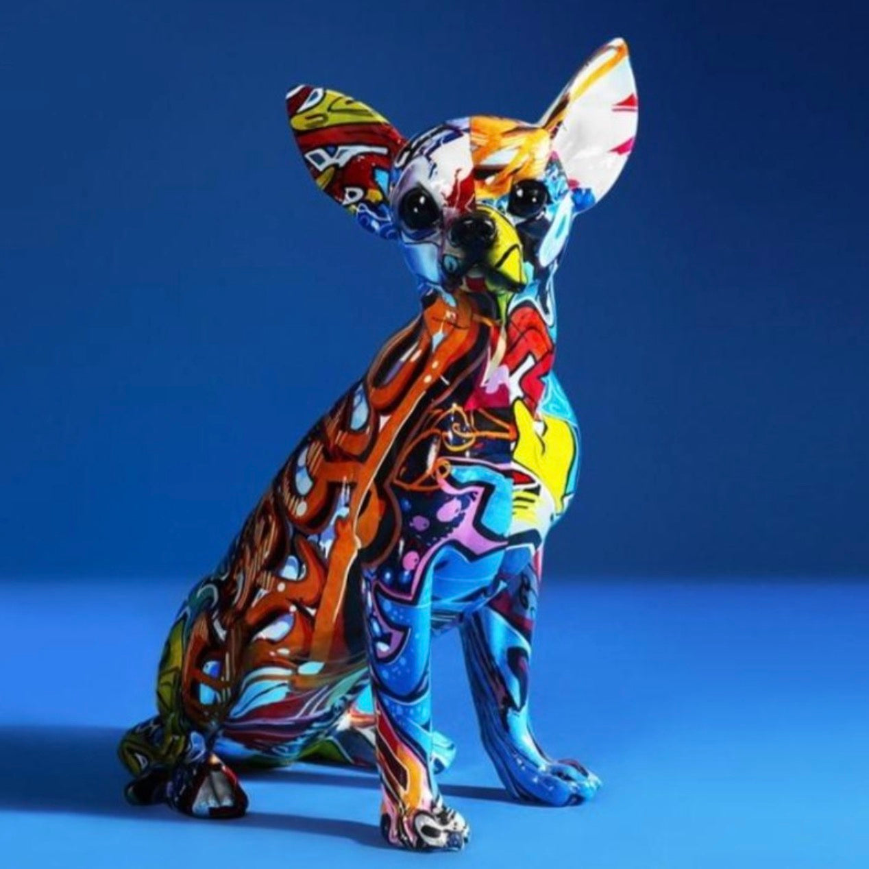 Painted Graffiti Dog Statue