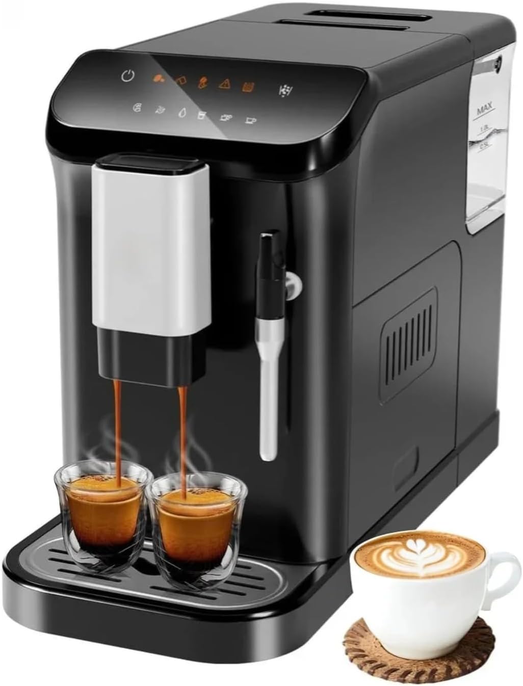 Fully Automatic Espresso Machine With Grinder,Expresso Coffee Maker Machines With Milk Frother, Auto-Cleaning,One-Touch Operation for Latte, Cappuccino, and Macchiato